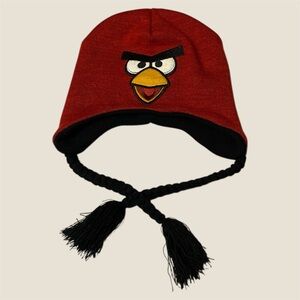 Angry Birds Red Bird Reversible Pig Knit Hat 100% Acrylic Ear Cover Winter